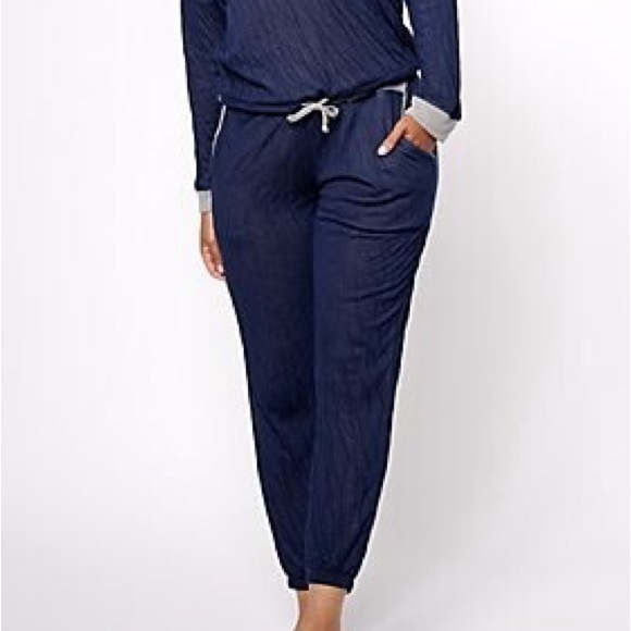 Barefoot Dreams Pants - Barefoot Dreams Malibu Collection Crinkle Jersey Lounge Pants Dark Blue Gray L